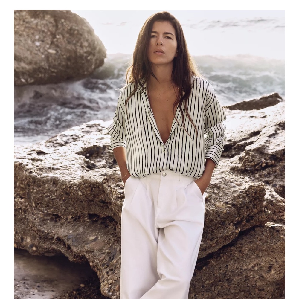 Zara Striped Black and White Blouse - XS